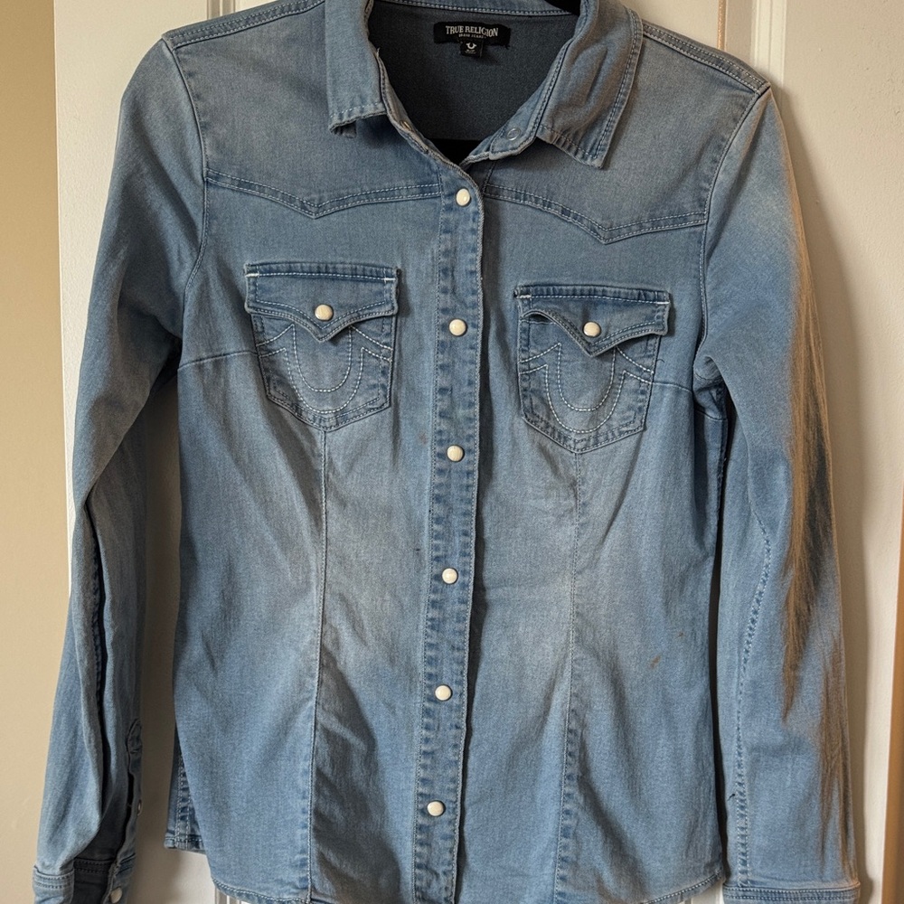 True Religion Light Blue Denim Shirt